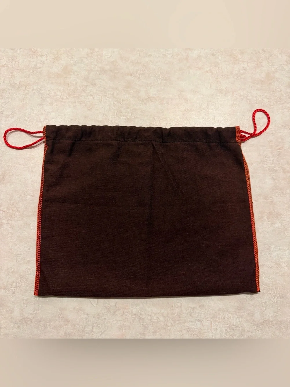 Coach Brown Drawstring Logo Dust Pouch with Red Trim